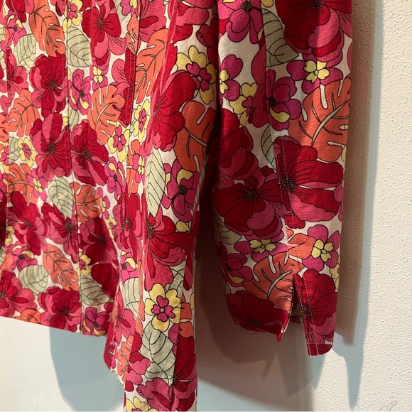 Norton McNaughton Floral Three Button Blazer Linen Blend 3/4 Sleeve - Picture 8 of 8